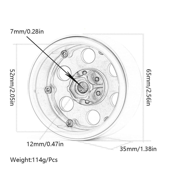 4PCS 2.2" 65x35mm Beadlock Rims for 1/10 Crawler (Aluminium) Band en/of Velg New Enron 