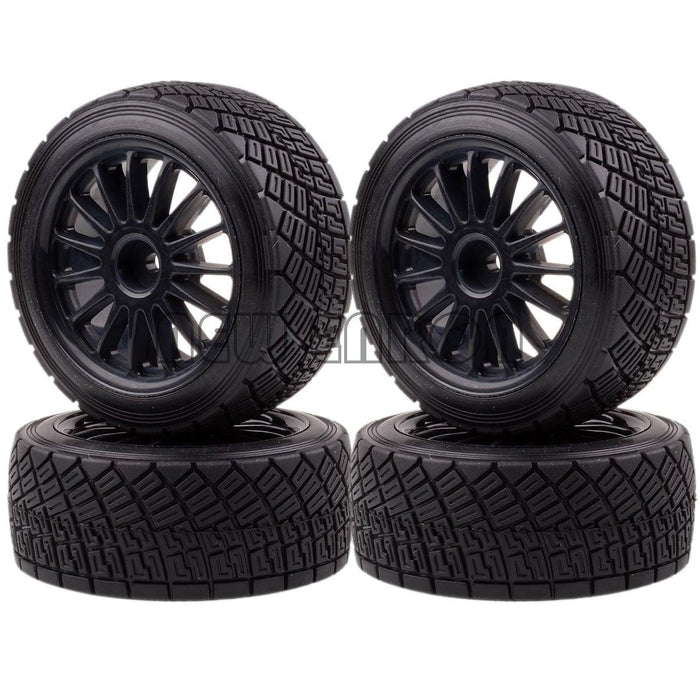 4PCS 2.2" 80x55mm Wheel Set for 1/10 Rally (Plastic+Rubber) Band en/of Velg New Enron Black 