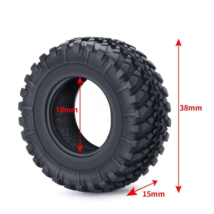 4PCS 38x15mm Tires for 1/18 Crawler (Rubber) Band en/of Velg Yeahrun 