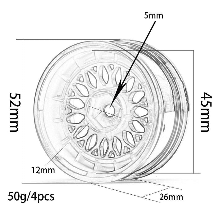 4PCS 52mm Offset Wheel Rims for 1/10 Drift (Plastic) Band en/of Velg New Enron 