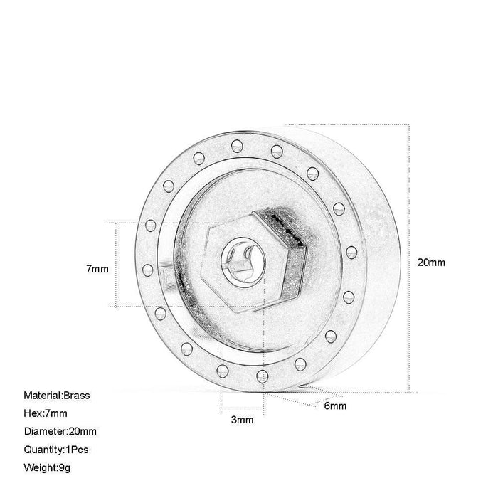 4PCS Extended Wheel Hubs Counterweight 7mm Hex for Axial 1/24 (Messing) Hex Adapter New Enron 