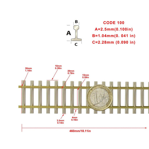 5PCS HO Scale 46cm Flexible Track Rail 1/87 (Metaal, Plastic) HP27HO - upgraderc