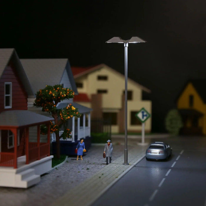 5PCS HO Scale Two-Heads Street Lights LD02HOWGr 1/87 (Metaal) - upgraderc