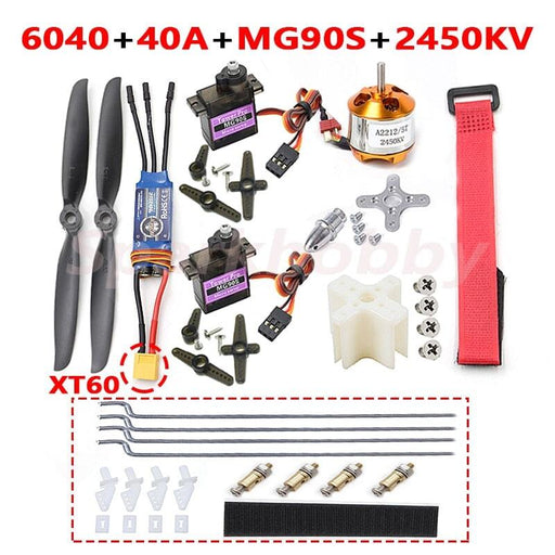 6040 Propeller, ZTW Beatles 40A ESC, MG90S Servo, 2450KV Motor Set Onderdeel Sparkhobby 2450KV D 