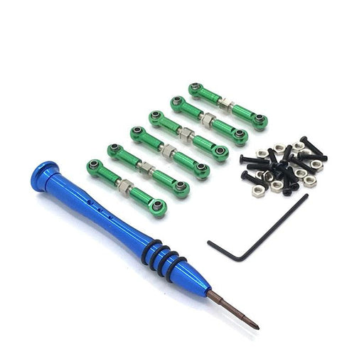 6PCS Adjustable Tie Rod & Screwdriver for WLtoys 1/18 (Metaal) Onderdeel upgraderc Green 