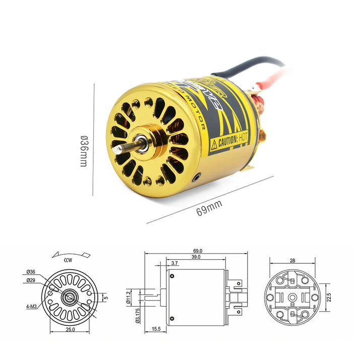 Surpass Hobby 540 PLUS V2 13T Brushed Motor, 80A ESC, Program Card