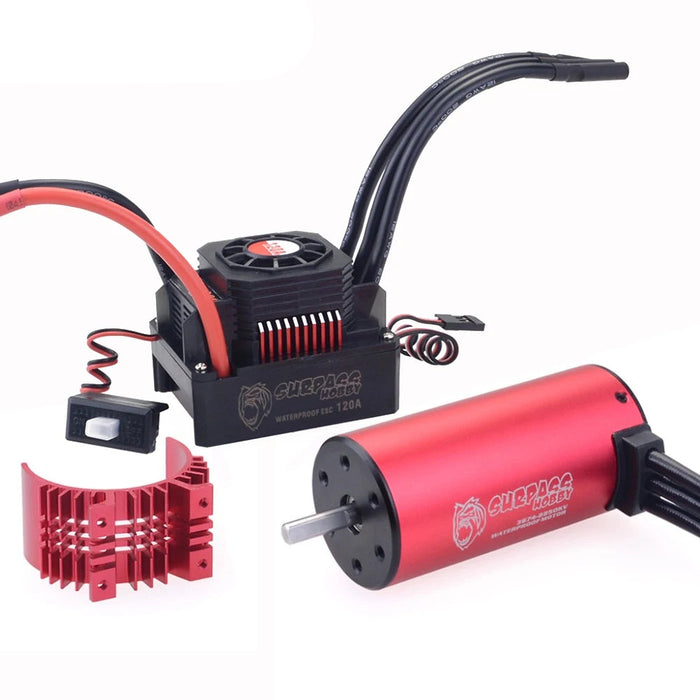 Surpass Hobby 3670 2650KV Sensorless Brushless Motor, 120A ESC, Heat Sink