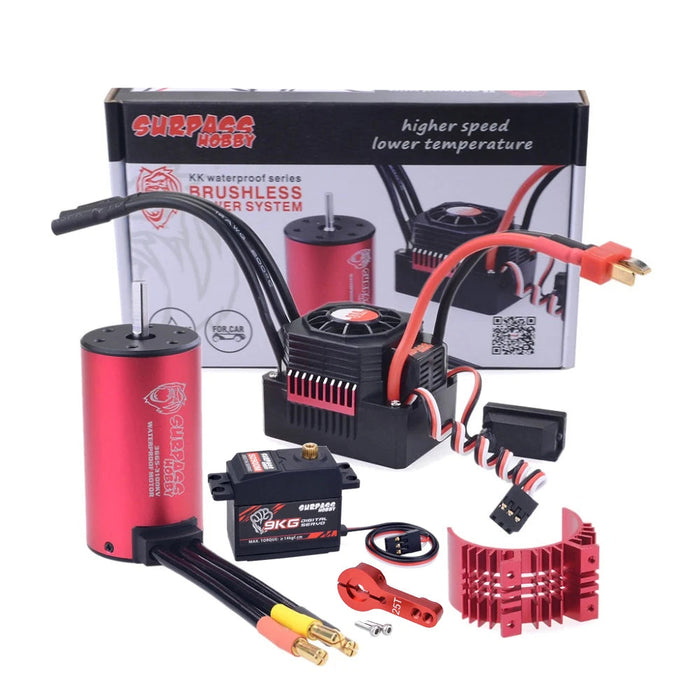 Surpass Hobby 3665 2900KV Brushless Motor, 80A ESC, 9KG Servo, Heat Sink