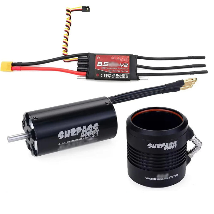 Surpass Hobby 2958 3380KV Brushless Motor, BS60A V2 Brushless ESC, 29-S Water Cooling Jacket