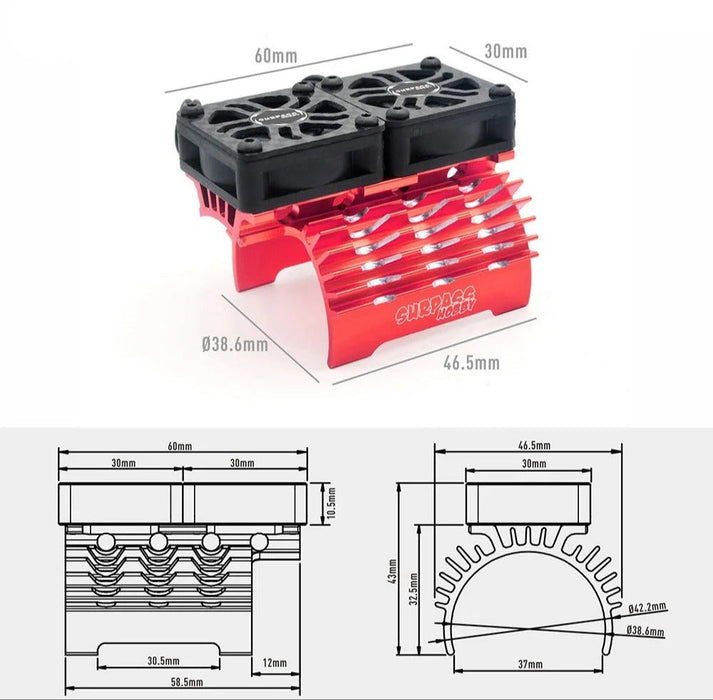 Surpass Hobby Double Fans Heat Sink 40/50mm (Aluminium)