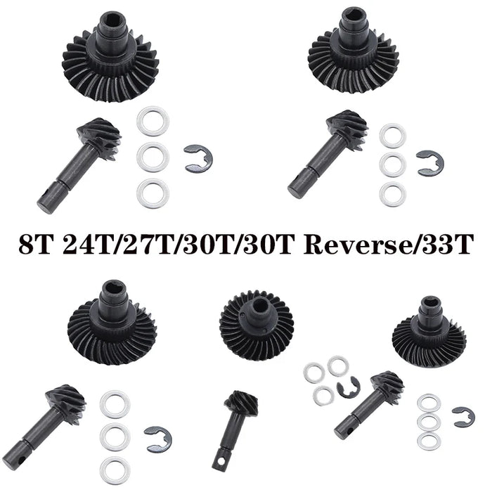 8T/24-33T Helical Bevel Axle Gear for Axial SCX10 II III RBX10 Capra 1.9 utb 1/10 (Staal)