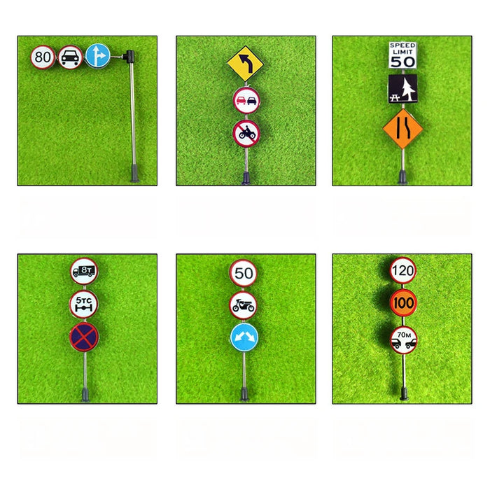 6PCS Mini Traffic Sign Model 1/87 HO