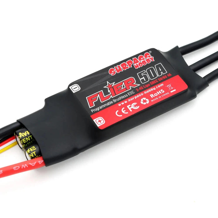 Surpass Hobby Flier 50A 2-4S 32-bit Brushless ESC, Switchable BEC