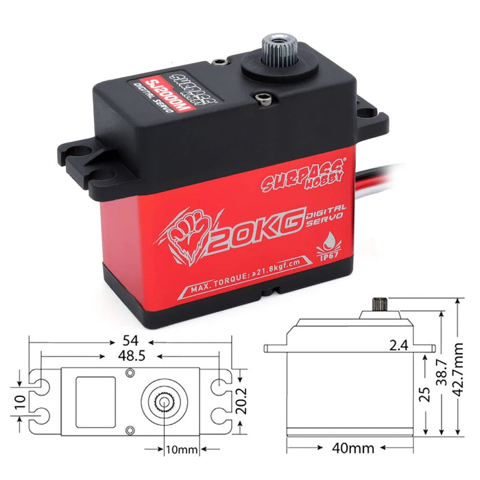 Surpass Hobby SJ2000M 20kg 25T Metaal Gear Waterproof Digital Servo