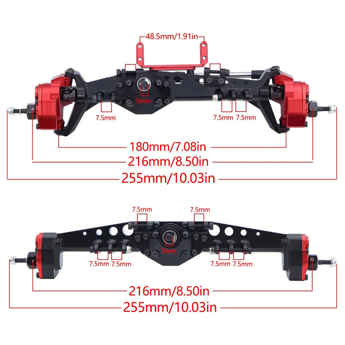 F9 Offset Front Rear Portal Axle w/ Servo Mounts for Axial Capra 1.9 UTB 1/10 (Aluminium)