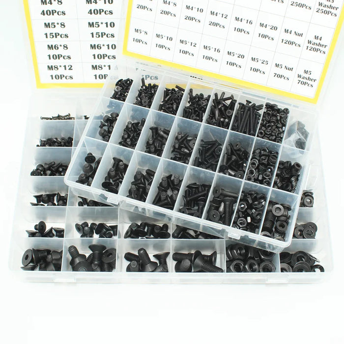 3045PCS M2-M8 Hex Flathead Screw, Nuts & Washers Set