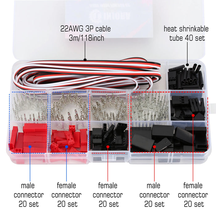 INJORA Servo Plug Male Female JST JR Connector Crimp Pin Wire Set