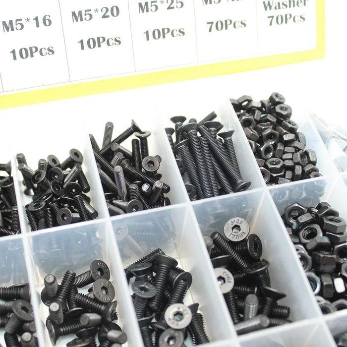 3045PCS M2-M8 Hex Flathead Screw, Nuts & Washers Set