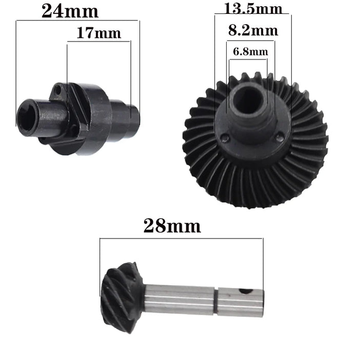 8T/24-33T Helical Bevel Axle Gear for Axial SCX10 II III RBX10 Capra 1.9 utb 1/10 (Staal)