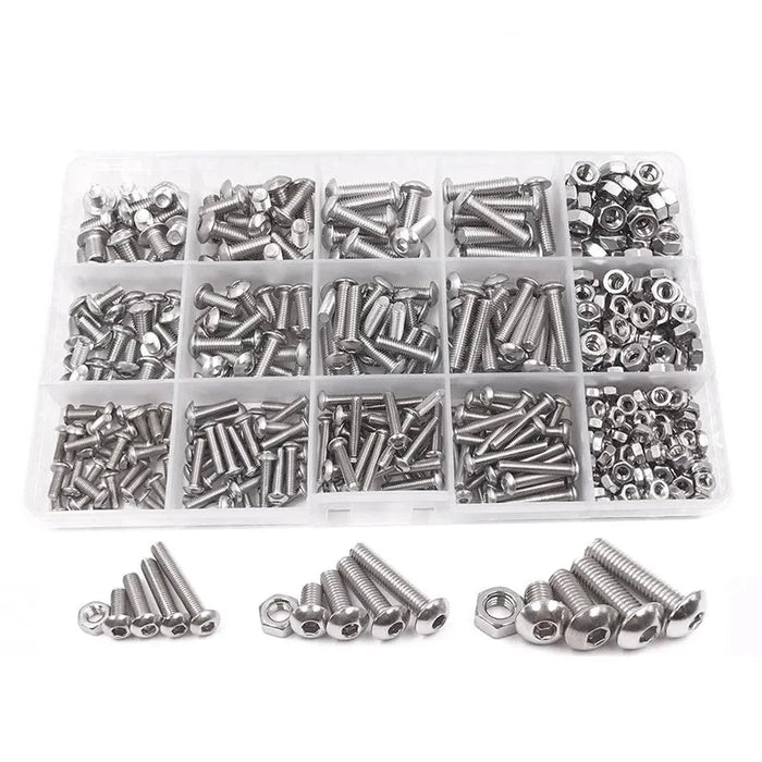 120-434PCS M2~M6 Button Head Screw, Nuts Set