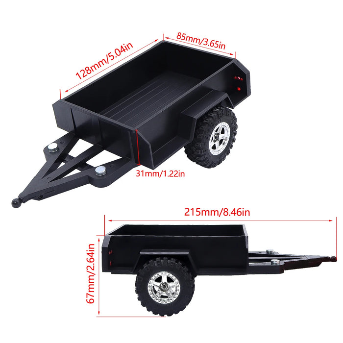 Utility Trailer w/ Hitch & Storage Box for Traxxas TRX4M 1/18