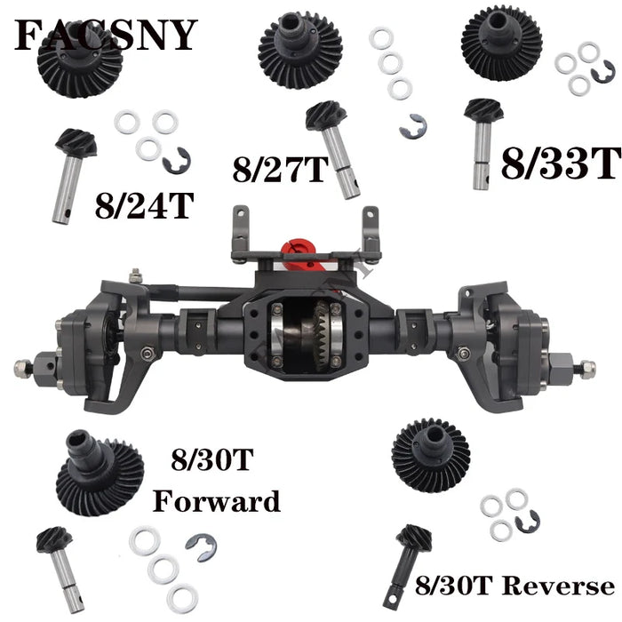 8T/24-33T Helical Bevel Axle Gear for Axial SCX10 II III RBX10 Capra 1.9 utb 1/10 (Staal)