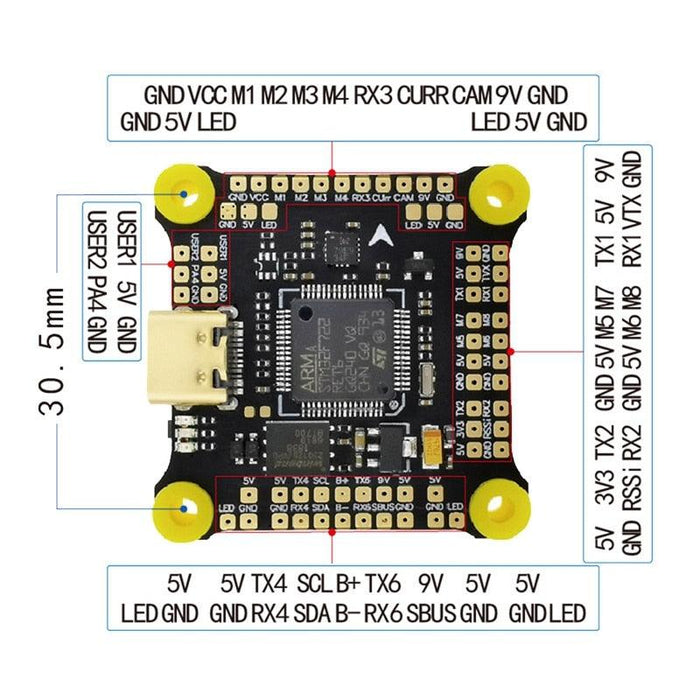 Flytower F7 F722 Flight Controller w/ Blheli S 4-in-1 Brushless ESC - upgraderc