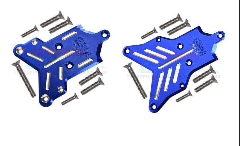 Front+Rear Chassis Protection Plate for Traxxas Sledge 1/8 (Aluminium) Onderdeel GPM blue 