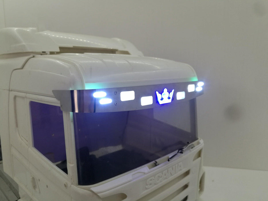 Front Sun Visor w/ LED Lights for Tamiya Truck 1/14 (Metaal) Onderdeel RCATM 