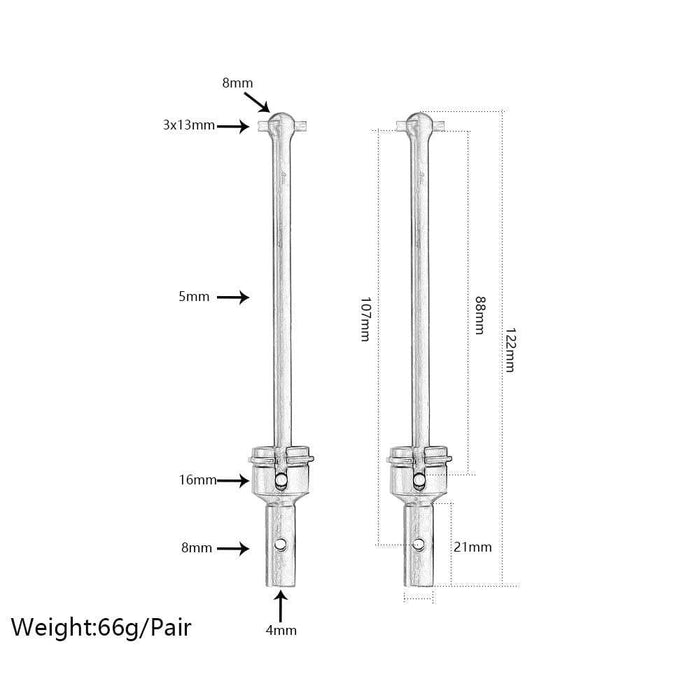 Front/Rear Axle CVD Driveshaft for Arrma 1/7 1/8 (Staal) AR310455 AR310431 Onderdeel New Enron 