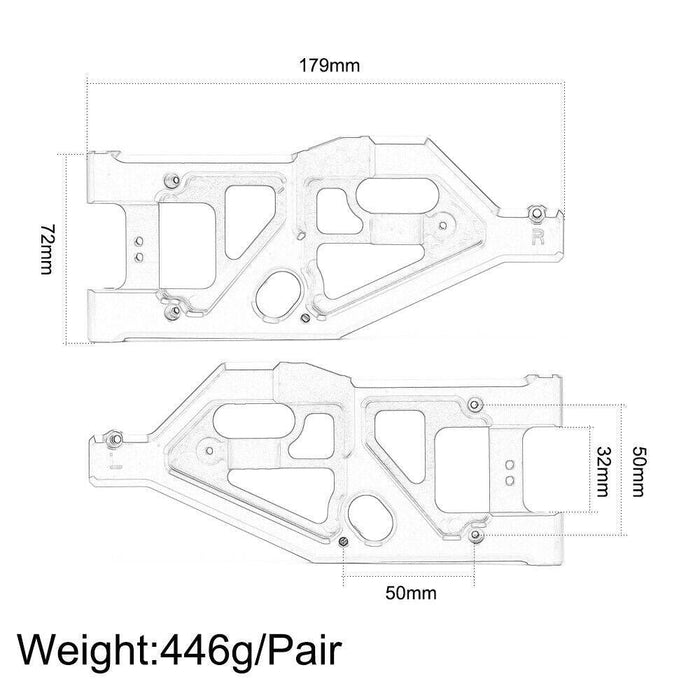 Front/Rear Lower Suspension Arms for Arrma 8S Kraton Outcast 1/5 (Aluminium) ARA330589 ARA330590 - upgraderc