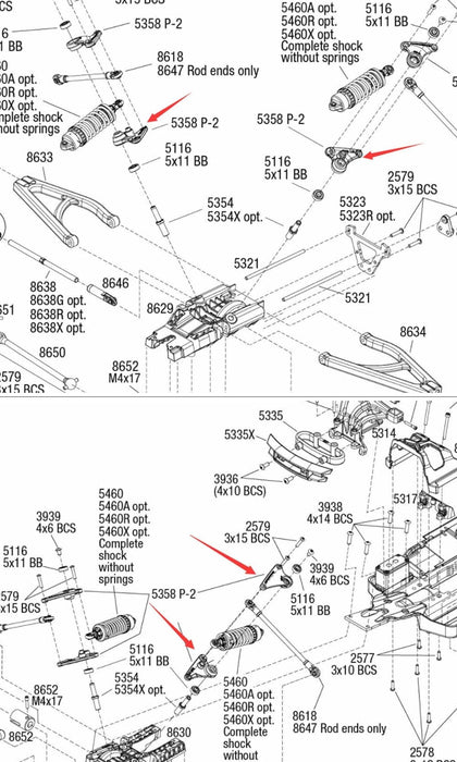 Front/Rear Rocker Arm Set Progressive-2 (90-T) for Traxxas 1/10 (Aluminium) 5358 Onderdeel New Enron 