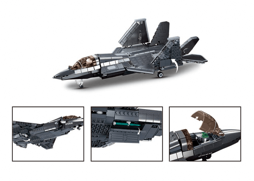 J-35 Stealth Fighter Model Building Blocks (838 Stukken) - upgraderc