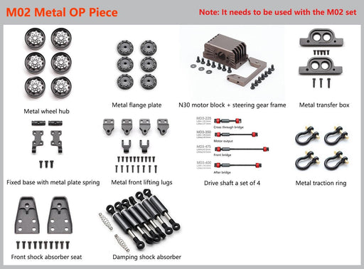 Metaal Upgrade Parts Set for Orlandoo Hunter OH32M02 1/32 - upgraderc