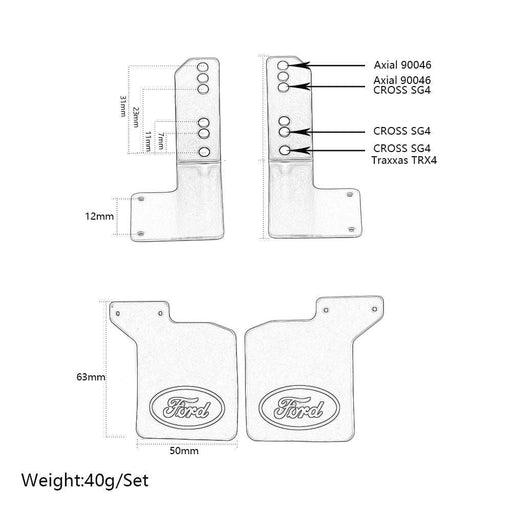 Rear Fender Mud Flaps w/ Bracket for Traxxas Axial 1/10 (Metaal+Rubber) Onderdeel New Enron 
