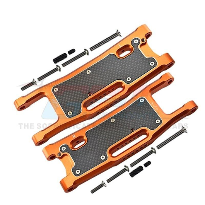 Rear Suspension A-Arm+Carbon Fibre Protection Plate for Traxxas Sledge 1/8 (Aluminium) Onderdeel GPM orange 