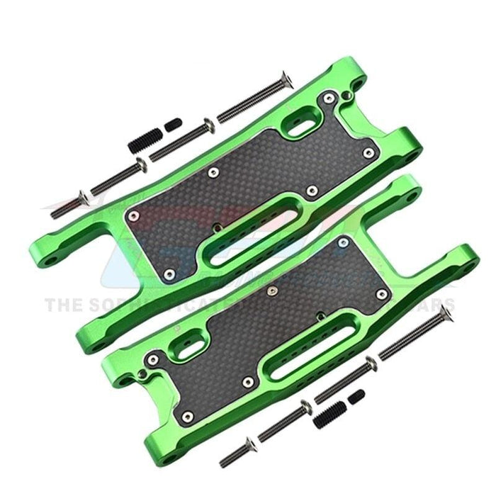 Rear Suspension A-Arm+Carbon Fibre Protection Plate for Traxxas Sledge 1/8 (Aluminium) Onderdeel GPM green 