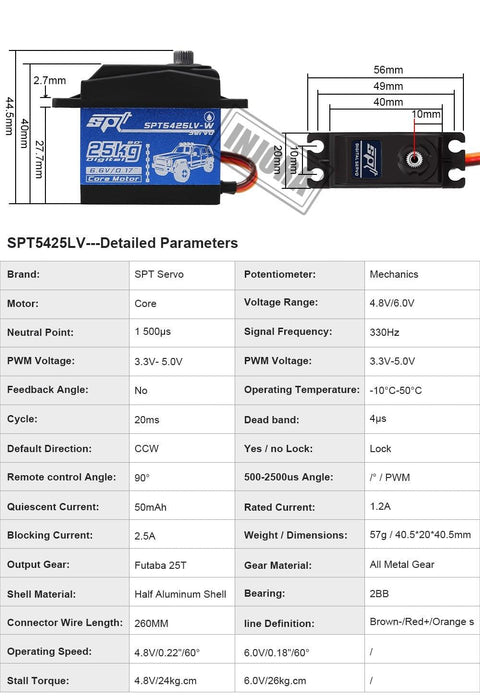 SPT 5425LV 25KG Digital Servo Servo upgraderc 