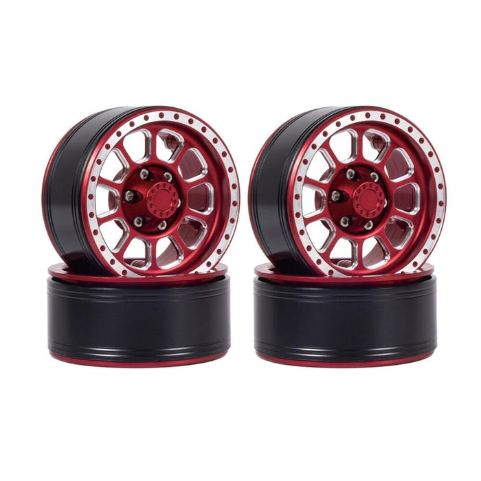 4PCS 1.9" Beadlock Wheel Rims for 1/10 Crawler (Metaal) Band en/of Velg Fimonda Red - B 