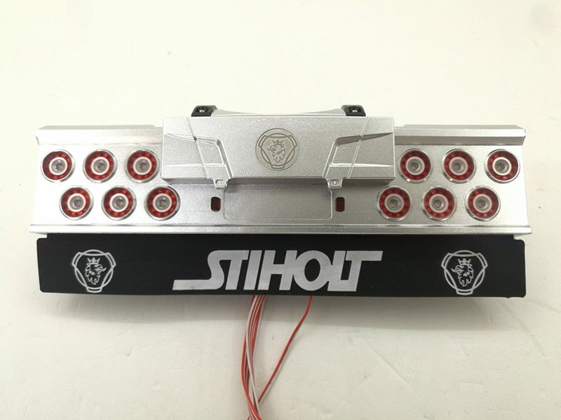 Rear Bumper LED Tail Light for Tamiya Truck 1/14 (Metaal) Onderdeel RCATM logo for stiholt 